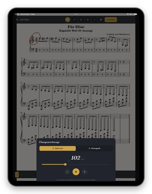 Metronom bei 102 BPM