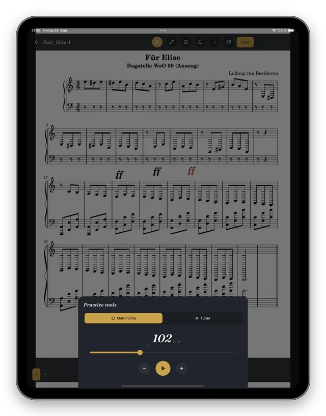 Metronome at 102 BPM